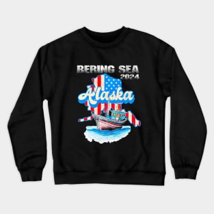 Alaskan Fishing Boater Alaska Fish Bering Sea Fisherman 2024 Crewneck Sweatshirt